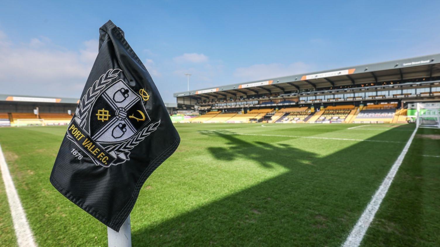 Port Vale corner flag with pitch in background