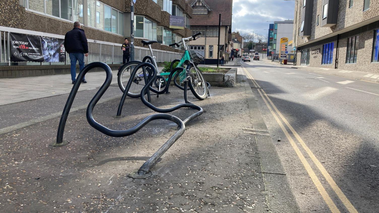 Damage to bike racks on Rose Lane