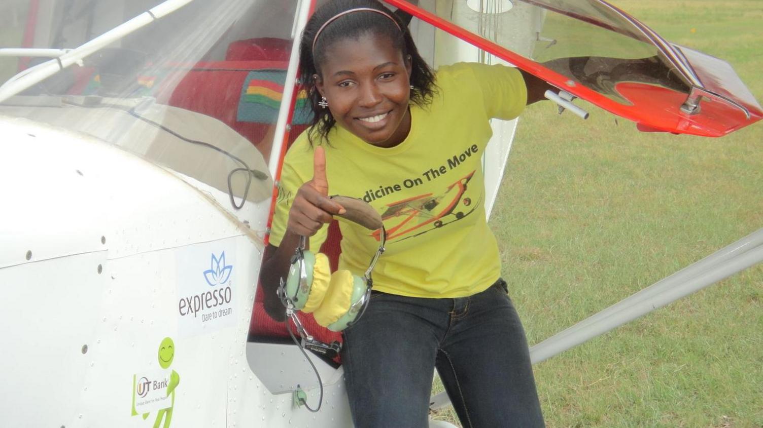 Patricia Mawuli-Porter getting out of a plane