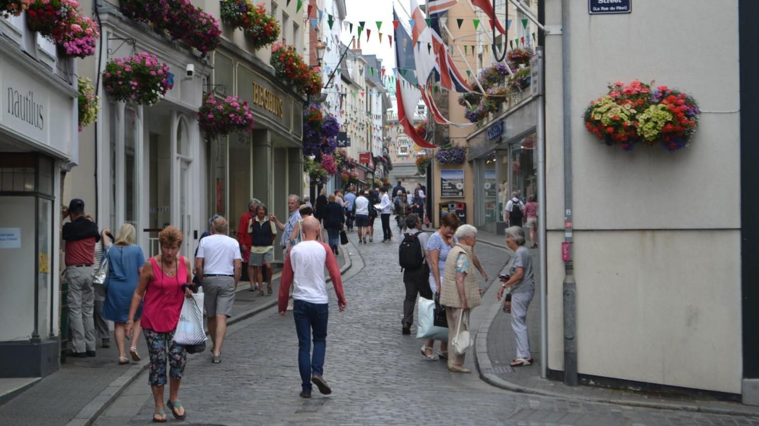 People walking in Guernsey's High Street