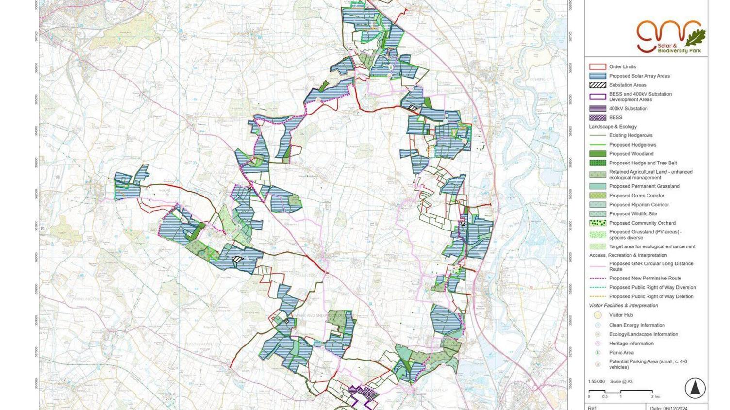 A graphic showing plans for the solar farms around Caunton and Norwell.