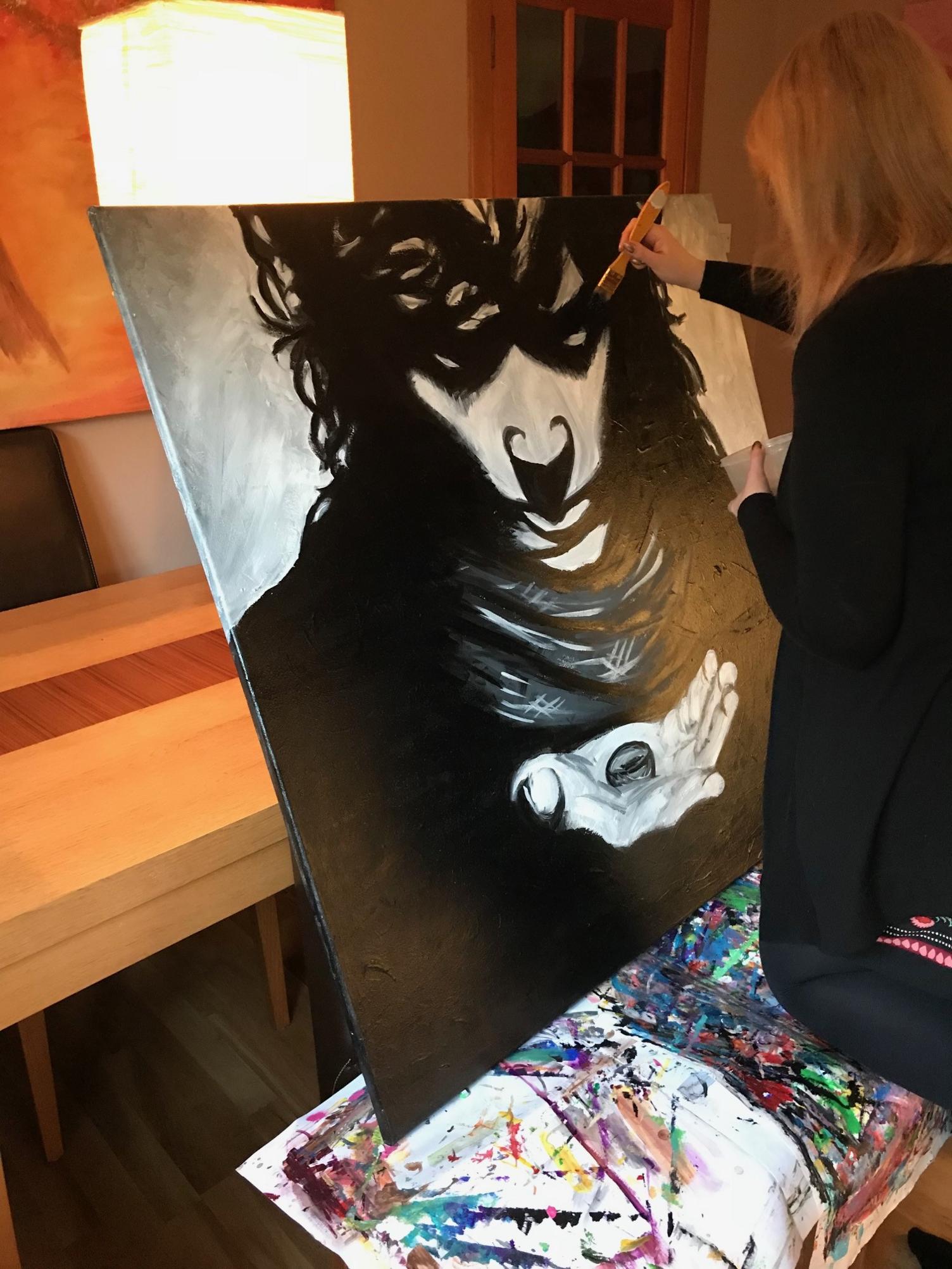 Sophie Robb at work on a painting