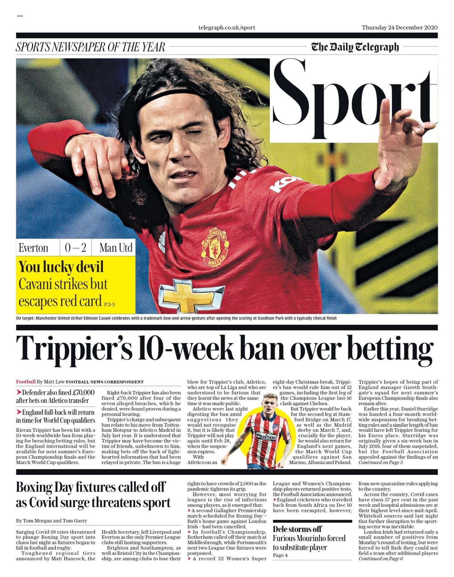Back page of the Telegraph