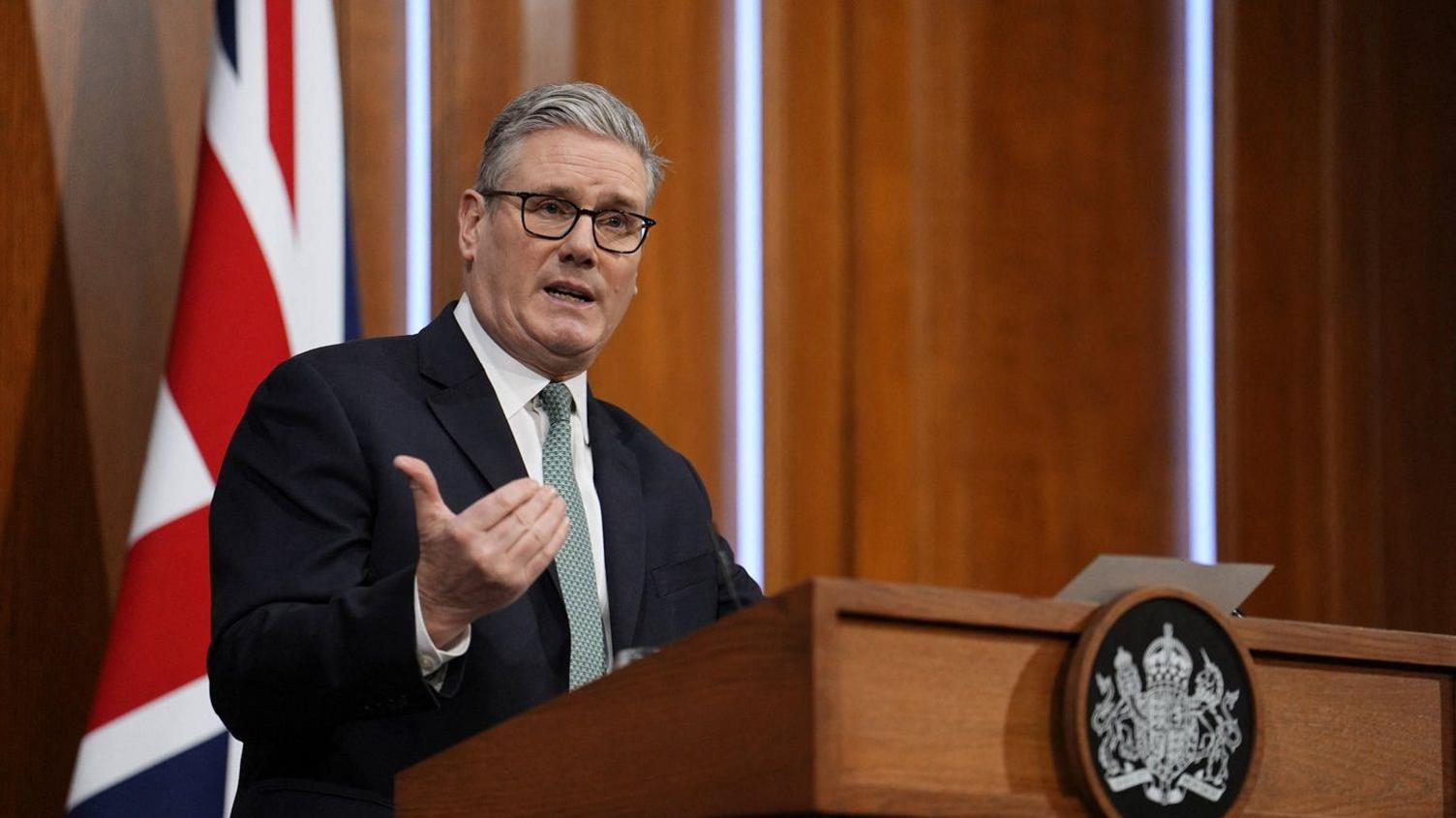 Keir Starmer speaking in Downing Street