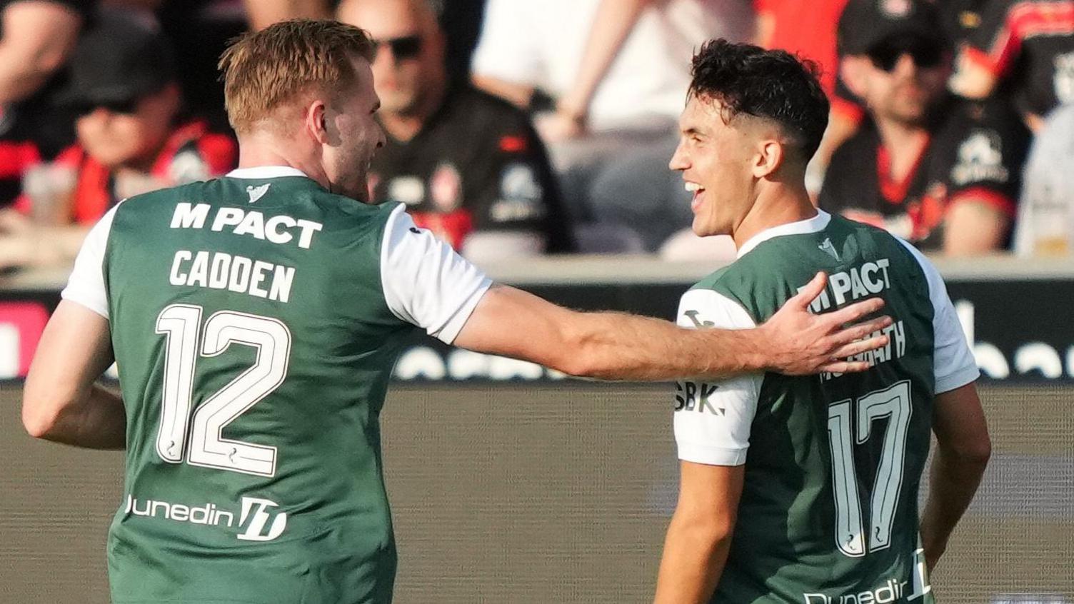 Jamie McGrath, right, gave Hibs a perfect start with a debut goal