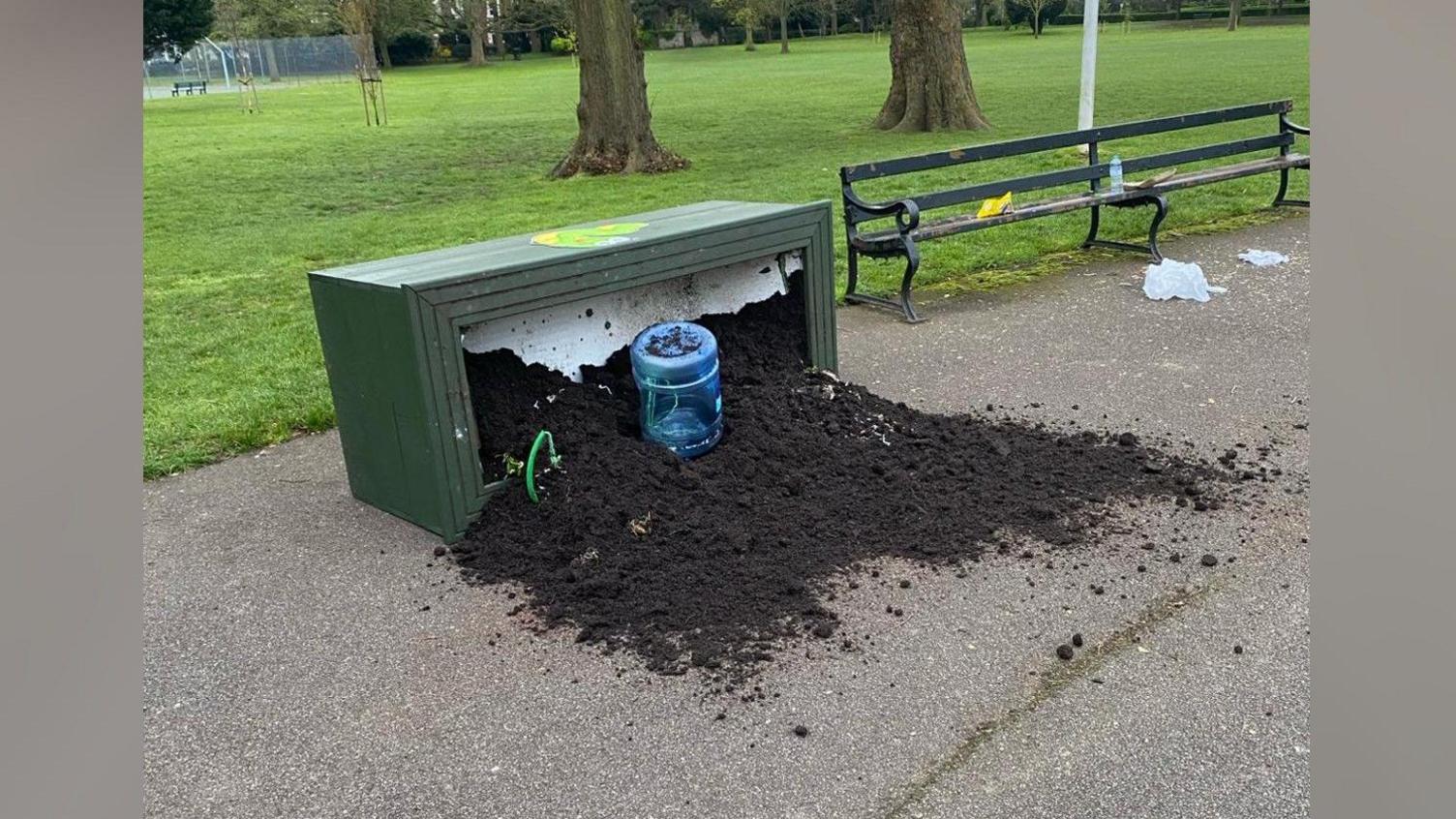 Toppled over planter