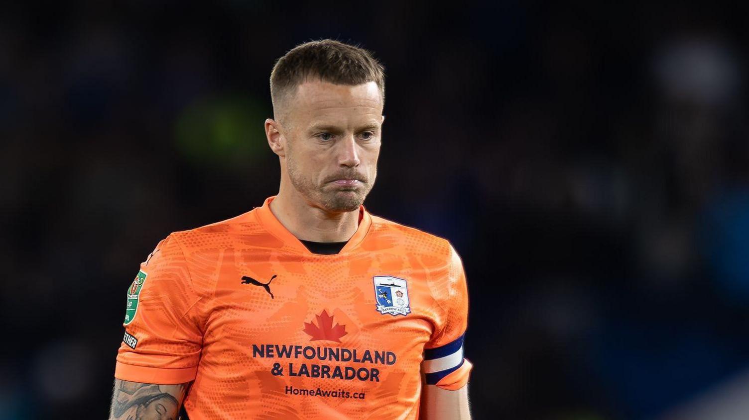 Barrow goalkeeper Paul Farman during the EFL Cup match away to Chelsea in September