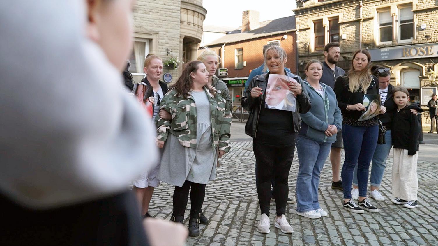 Families protesting outside of Chorley Police Station