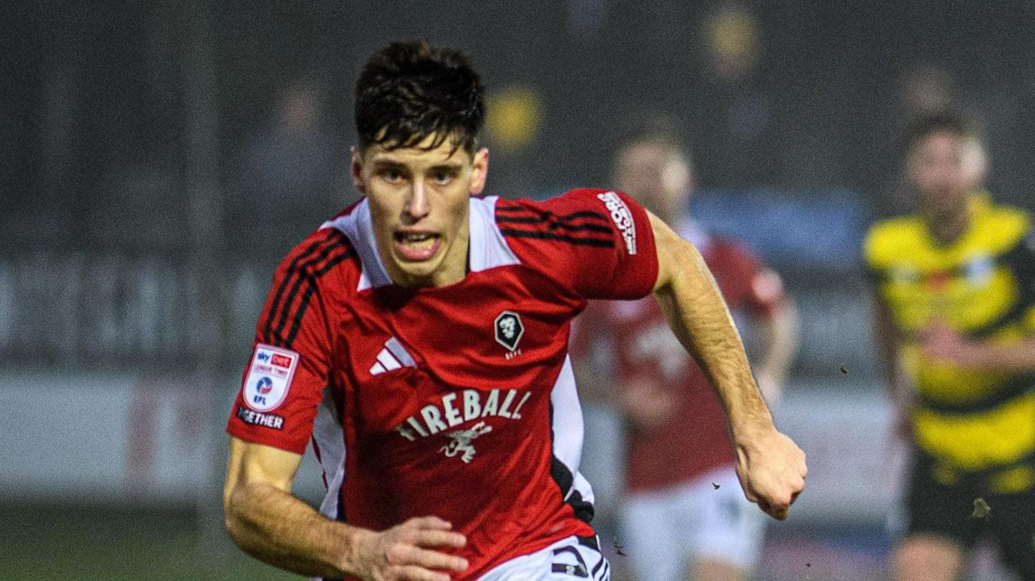 Stephan Negru in action for Salford City v Barrow