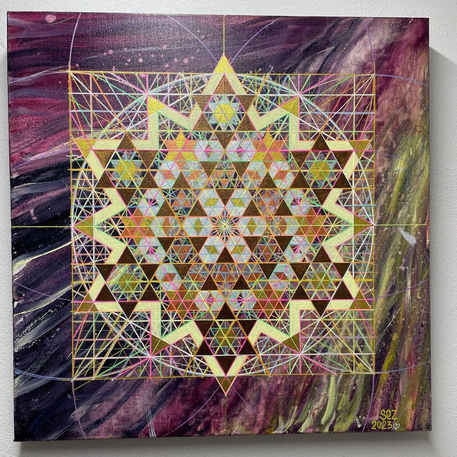 A painting detailing intricate shapes and colouring