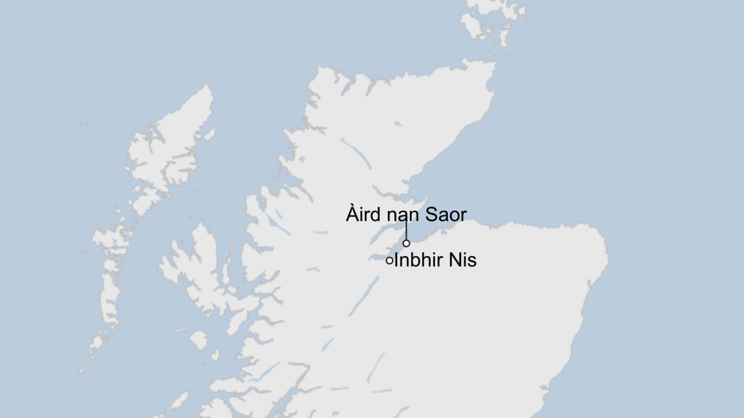 Map den sgìre a' sealltainn Àird nan Saor agus Inbhir Nis