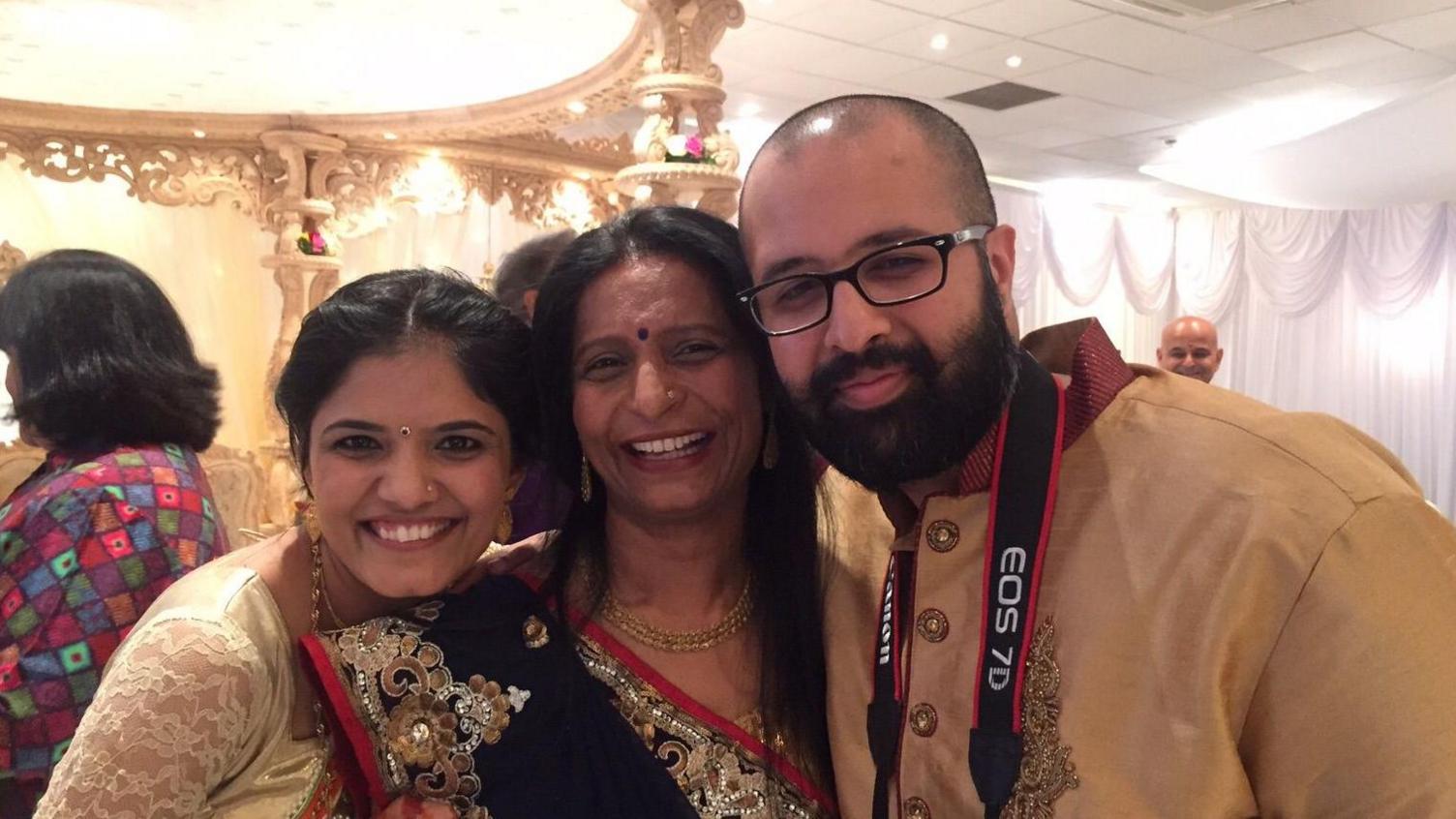 Raxa, middle, with Jay Bapodra and Jays wife Rina Bapodra