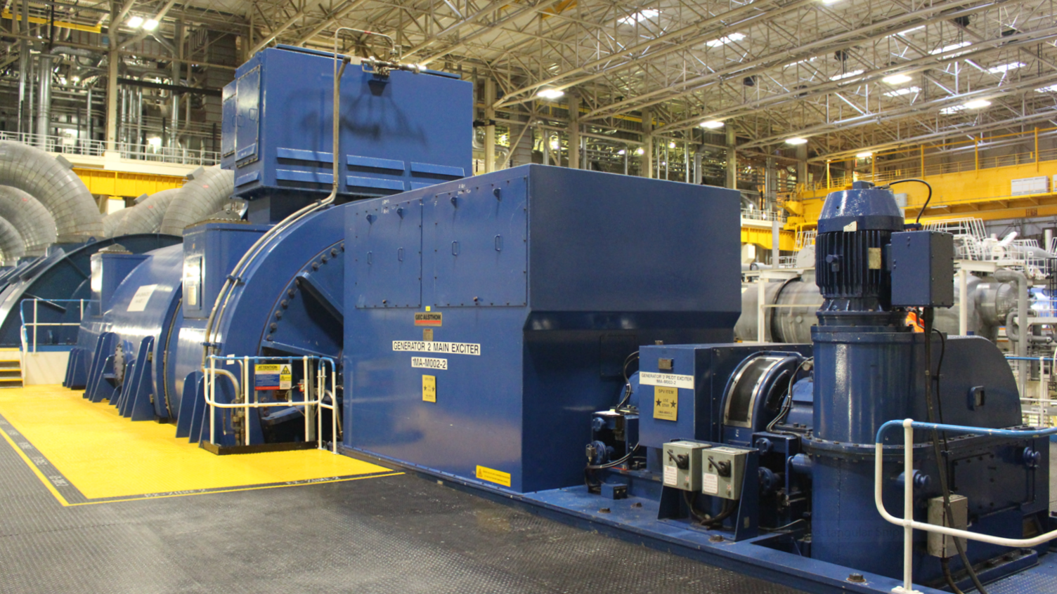 A large blue generator at Sizewell B