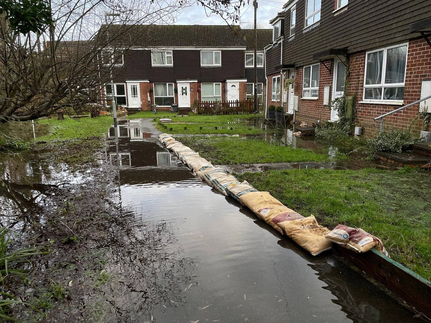 A flooded road