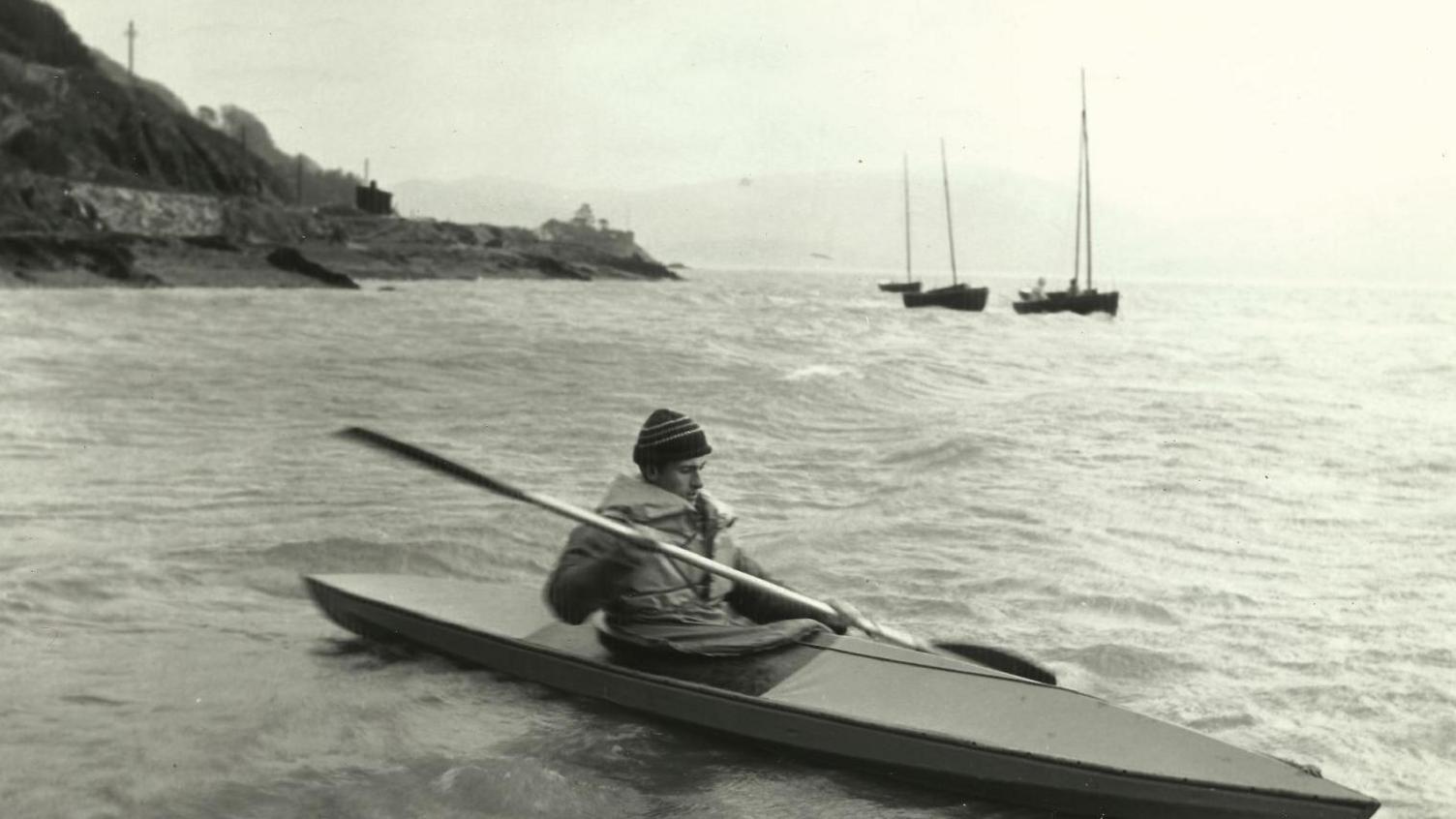 Merchant seamen, sailing and canoeing off Aberdovey during World War 2