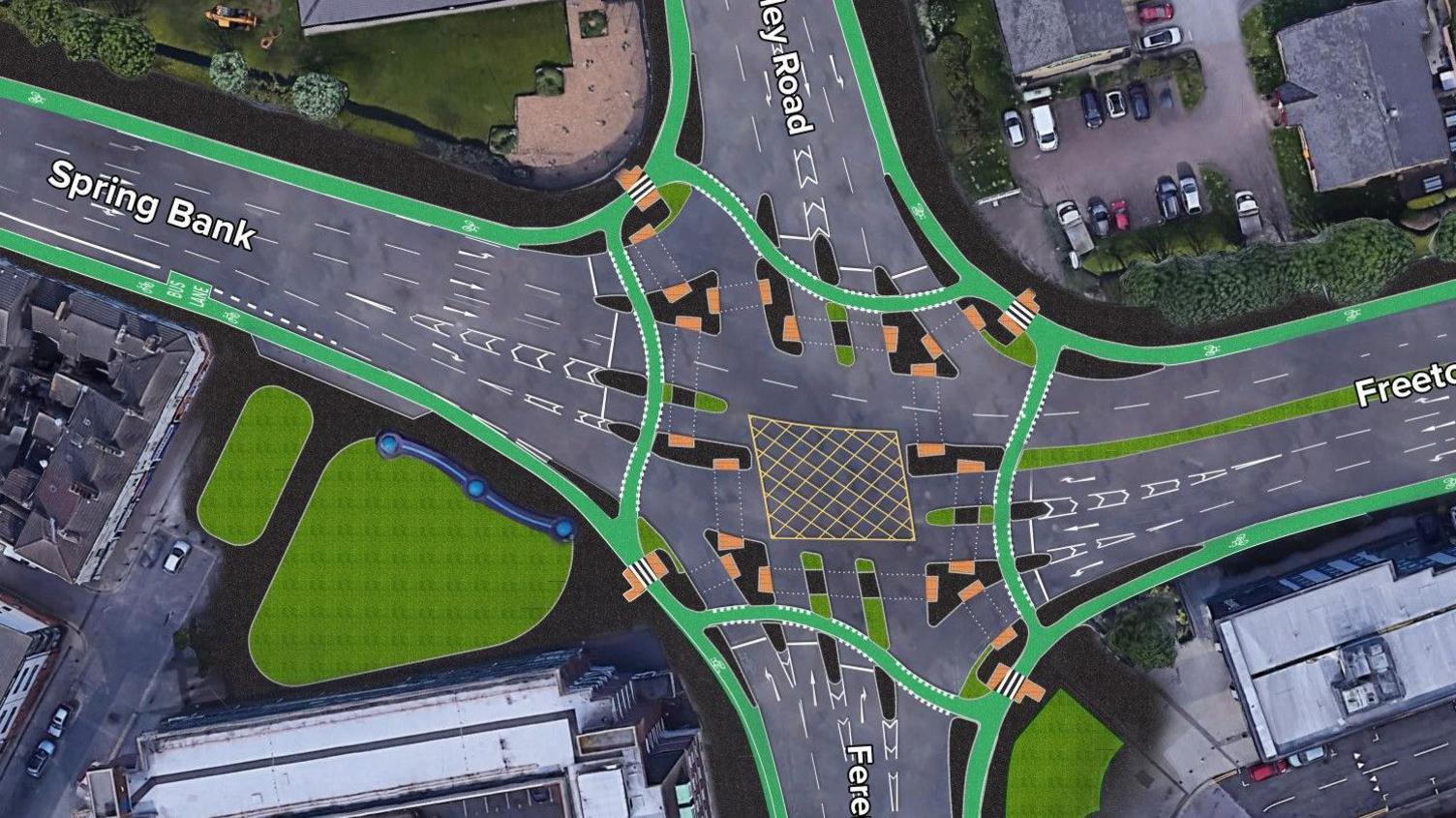 Layout of the junction at Blundell's Corner in Hull