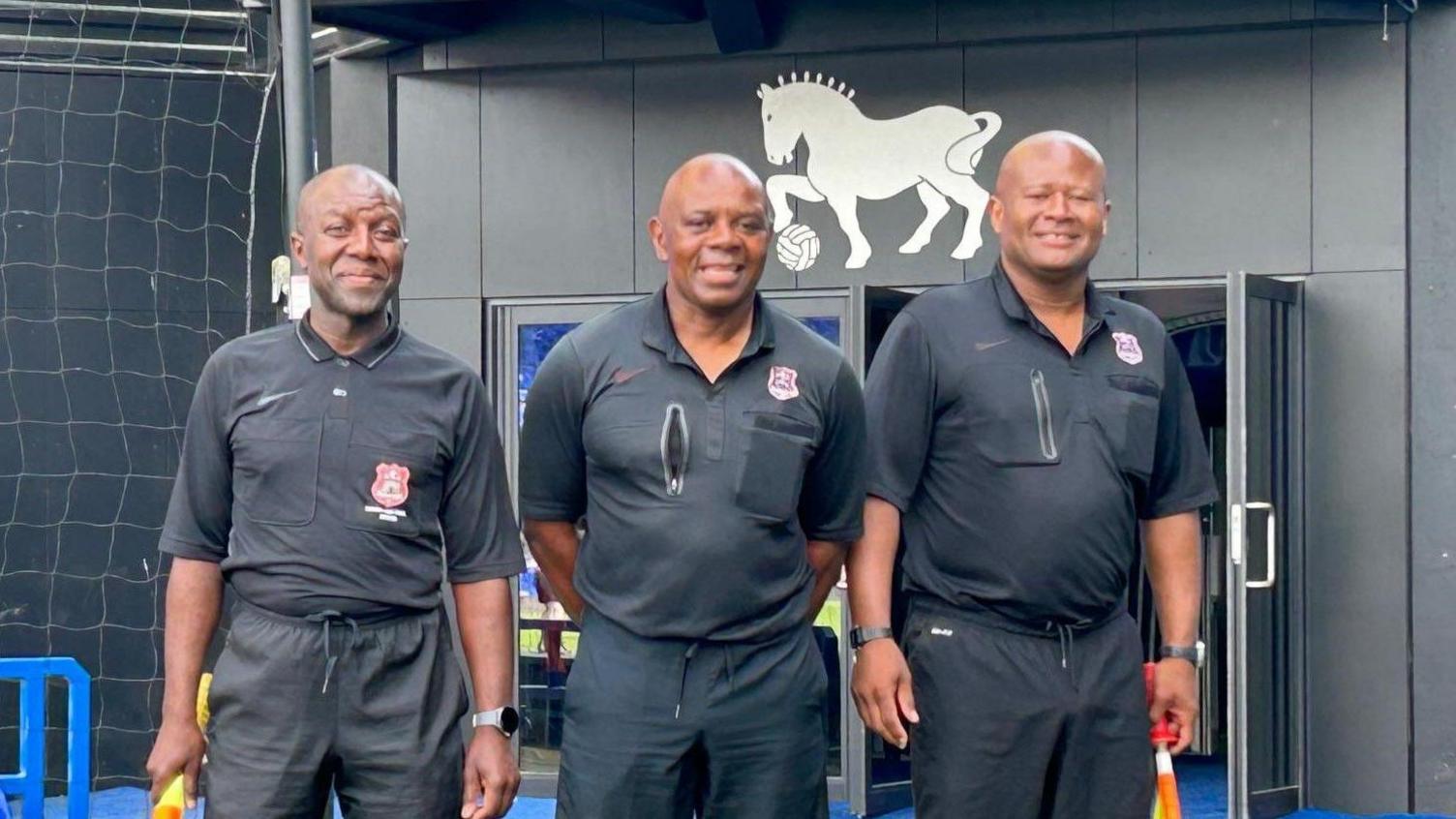 Ian Moore (middle) with two other Suffolk FA referees