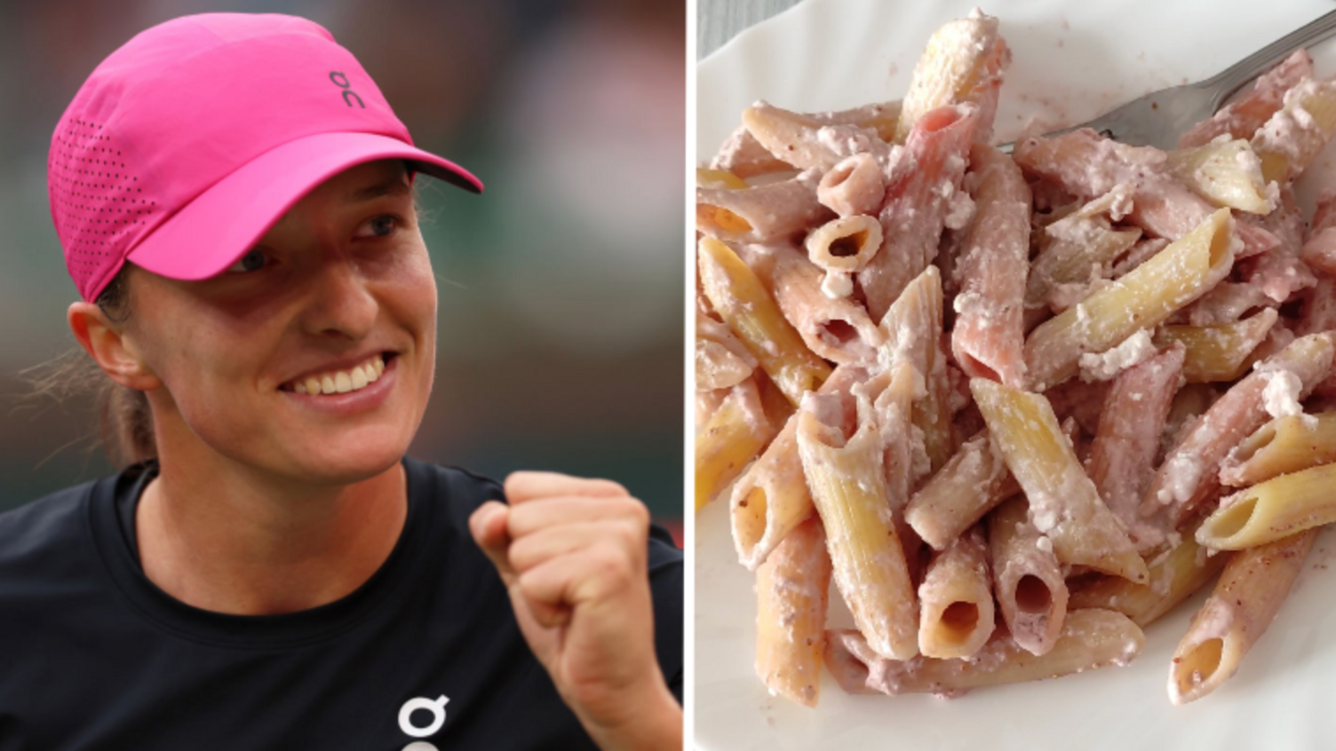 Iga Swiatek and pasta dish.