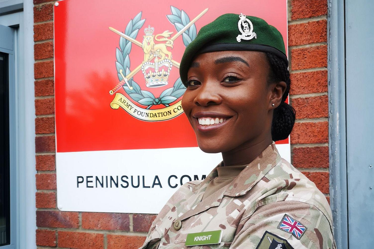 Kerry-Ann Knight outside Army Foundation College in Harrogate