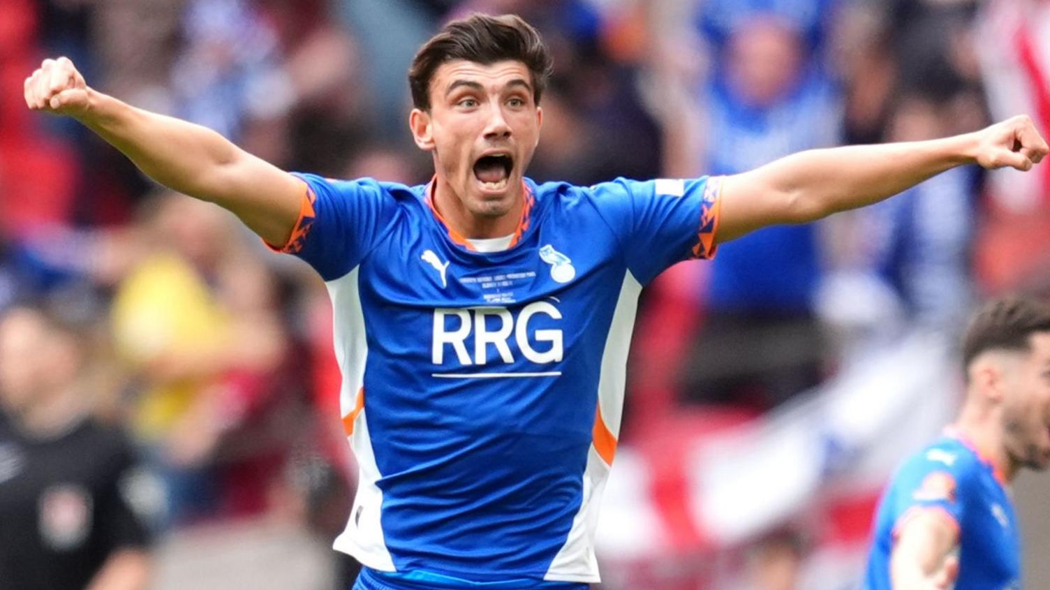 Oldham Athletic's Kian Harratt celebrates