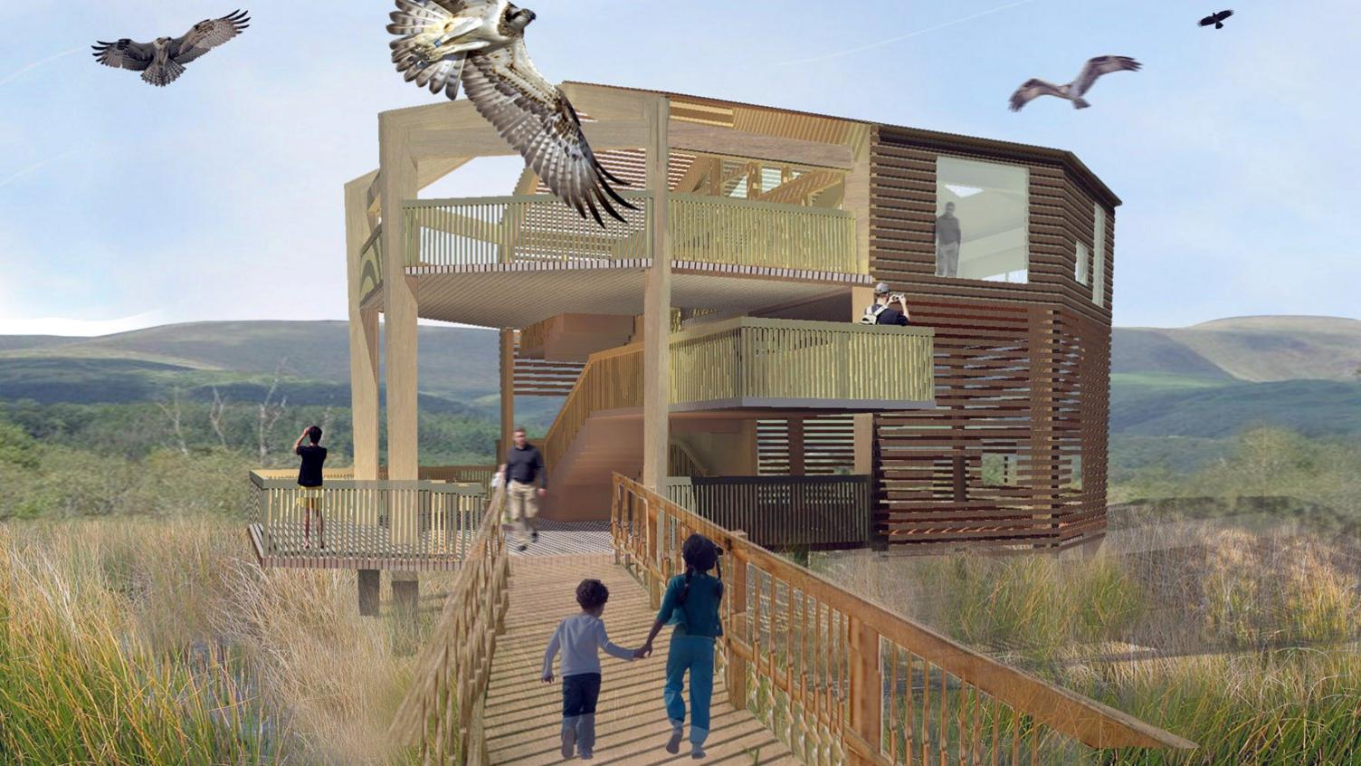 An architect's impression of Dyfi Osprey Project's 360 Observatory