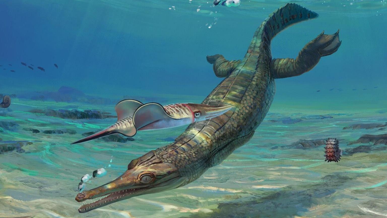 an artist's drawing of what the crocodile might have looked like