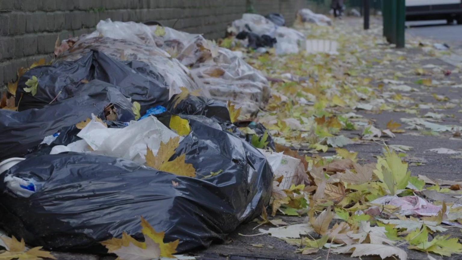 rubbish bags on the street