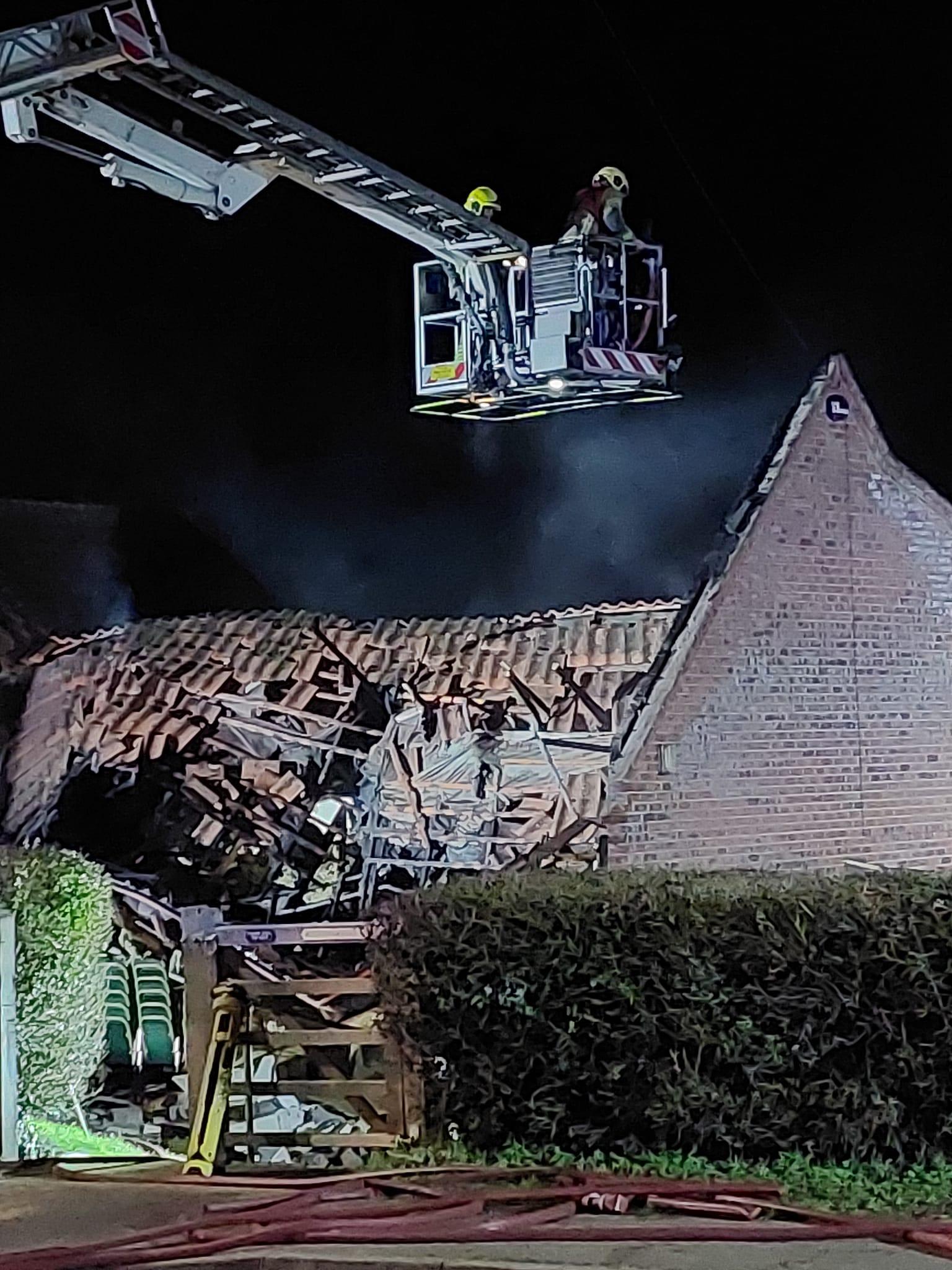 Fire crews at a blaze at Walsingham village hall 