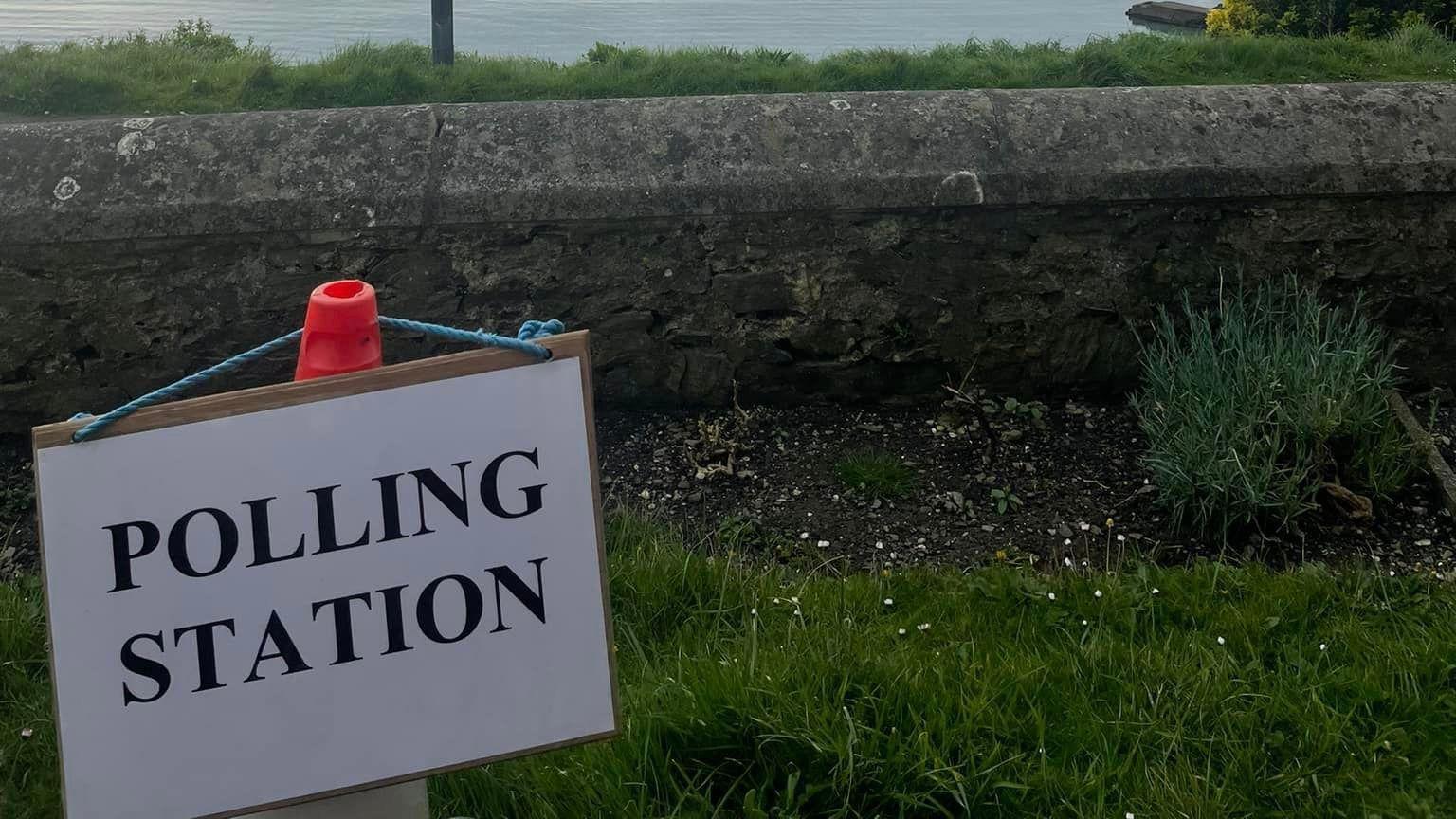 Polling station sign