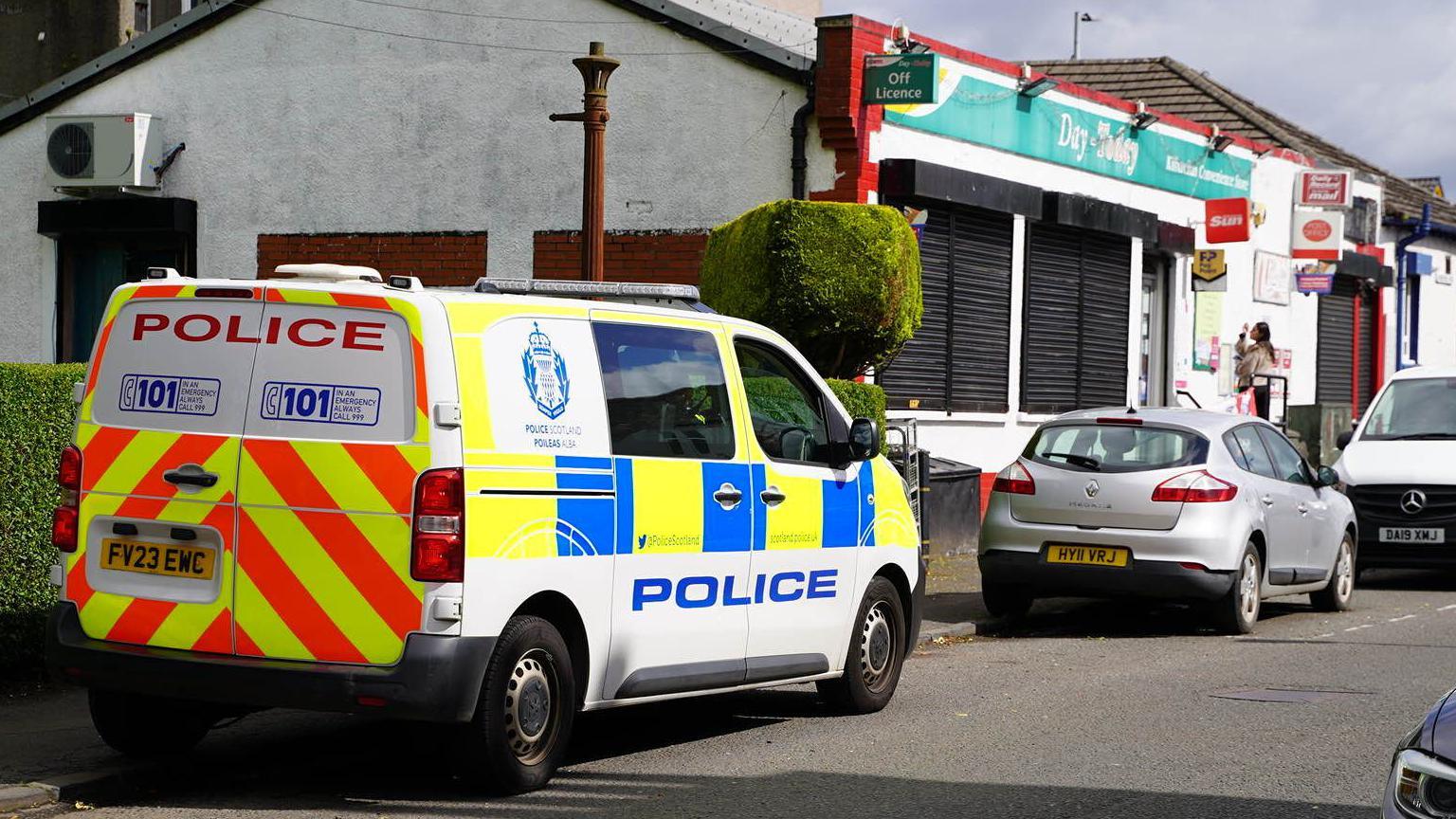 Police van outside Day-Today shop