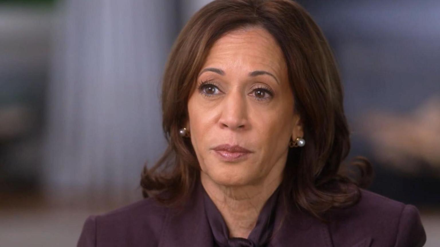 Harris looks at the interviewer on 60 Minutes