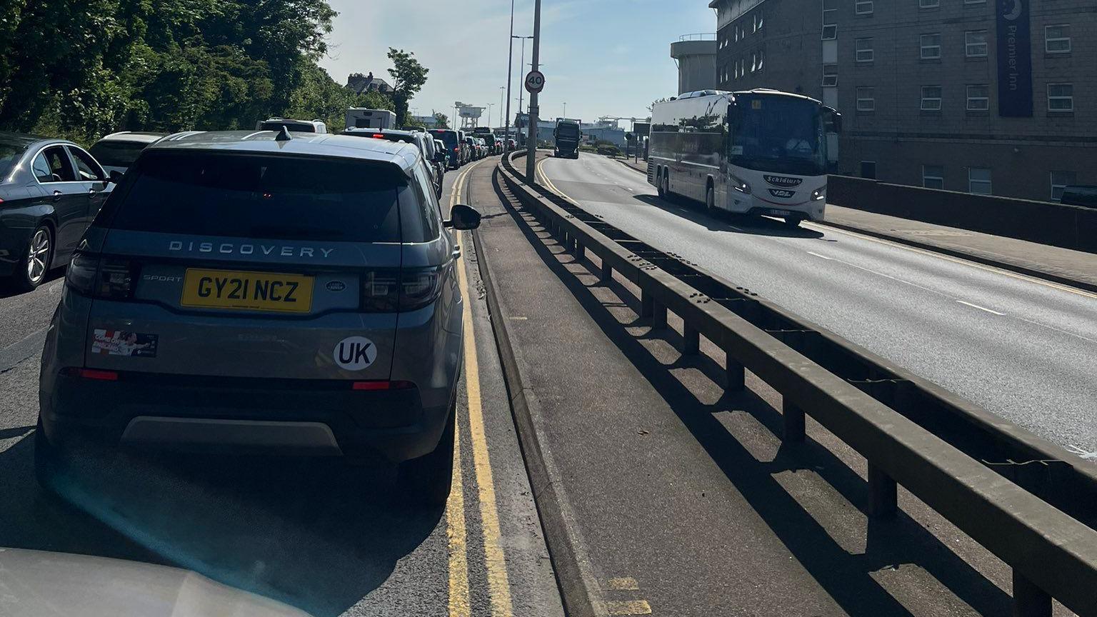 Traffic queuing to get into Dover