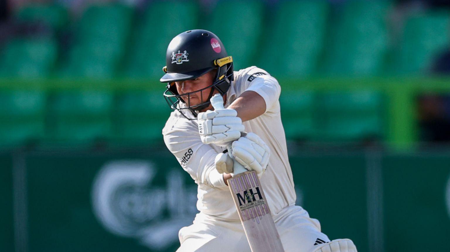 Right-hander Graeme van Buuren batting for Gloucestershire, steering a shot into the offside 