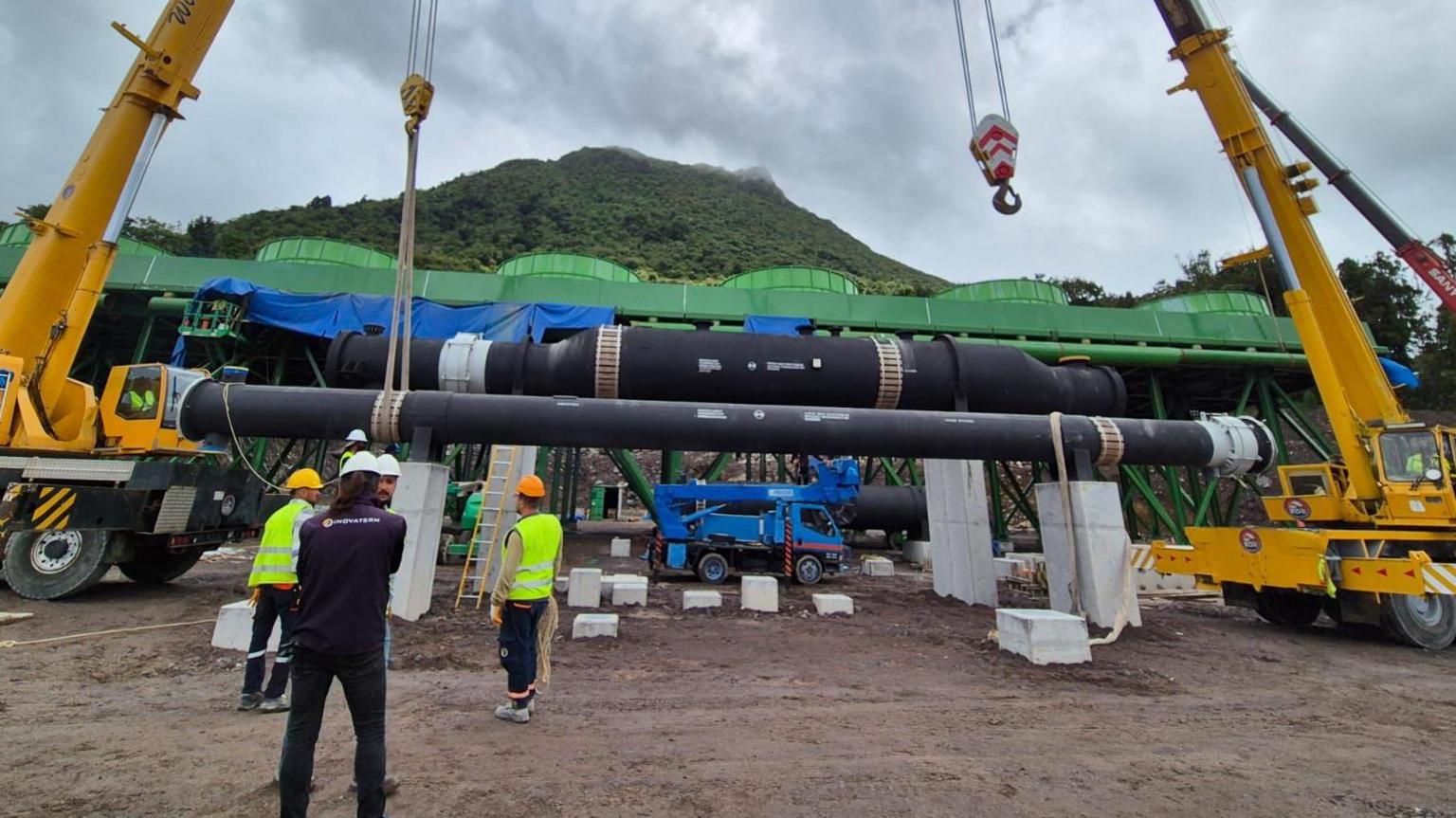 Workers helping to construct the new geothermal power station