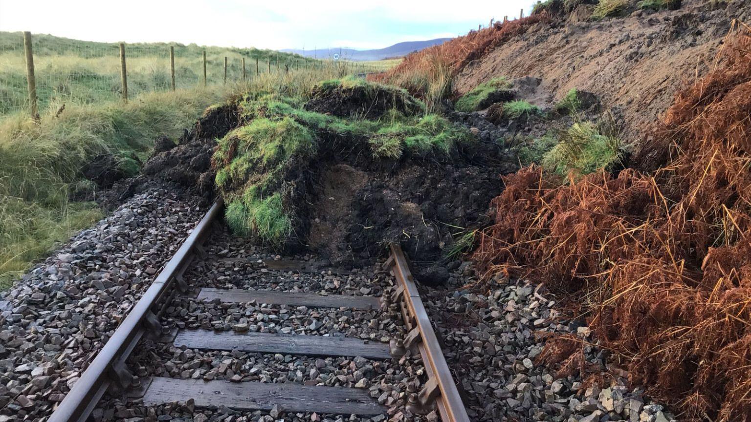 A landslip blocked the line at Brora in the Highlands  