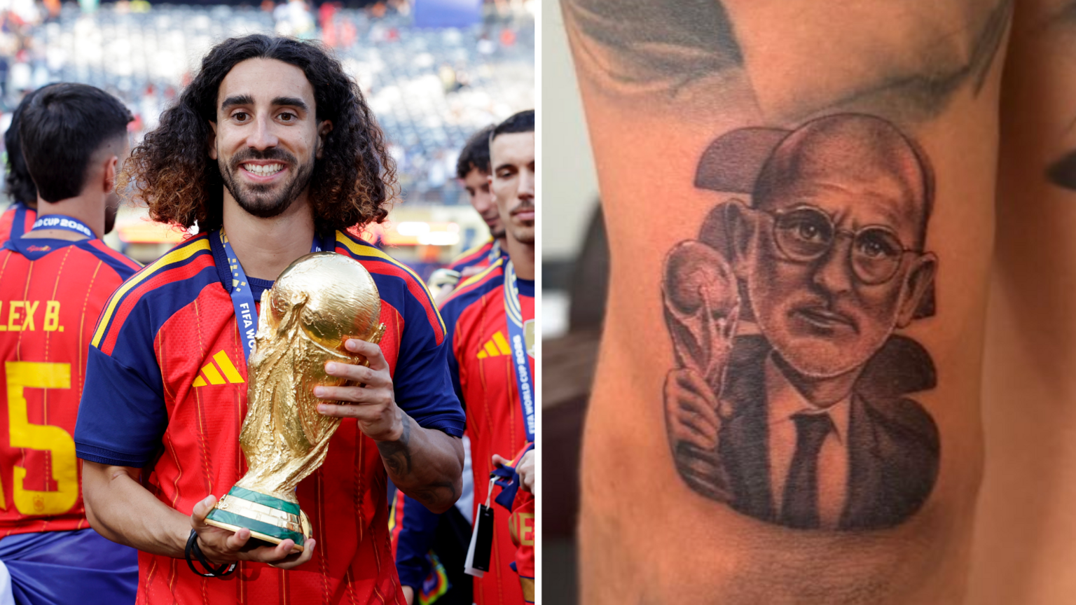 Cucurella gets tattoo of Spain coach De la Fuente