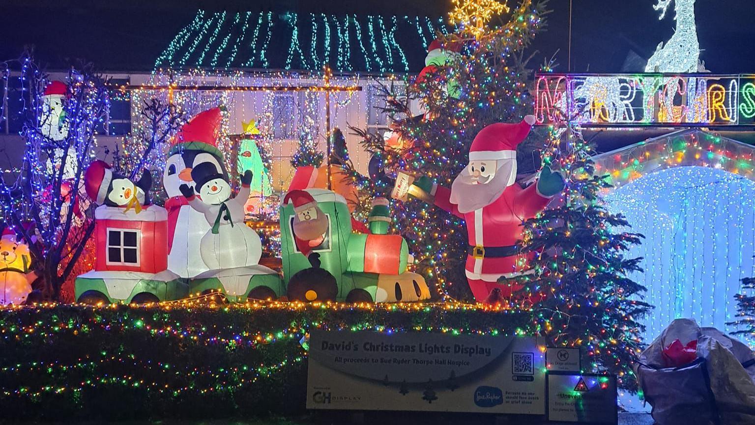 Christmas decorations display in front of a house 