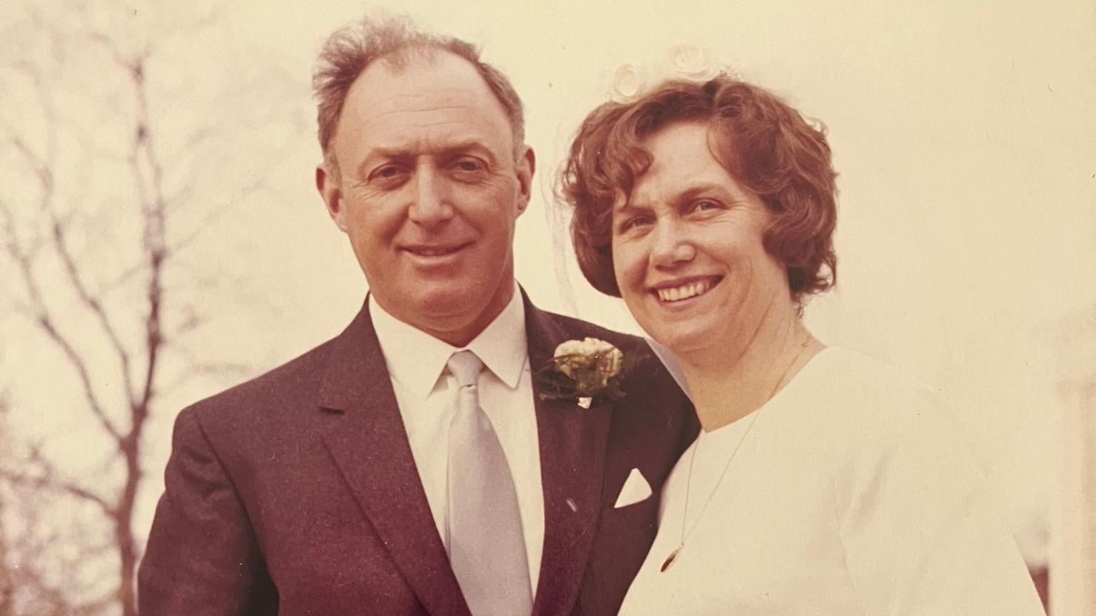 Iris and Gordon Prigent on their wedding day