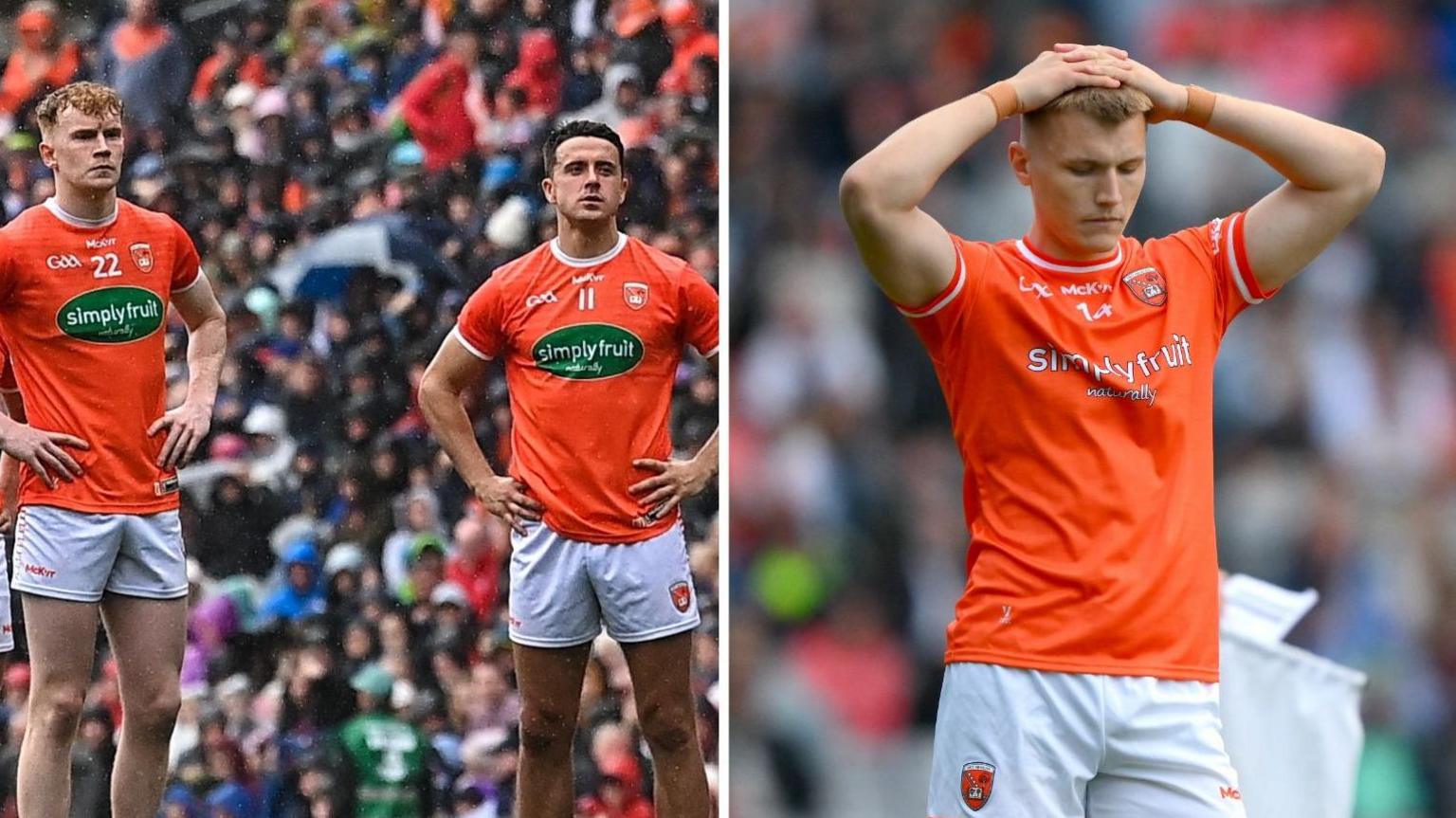 Conor Turbitt, Stefan Campbell and Rian O'Neill pictured after Armagh defeats