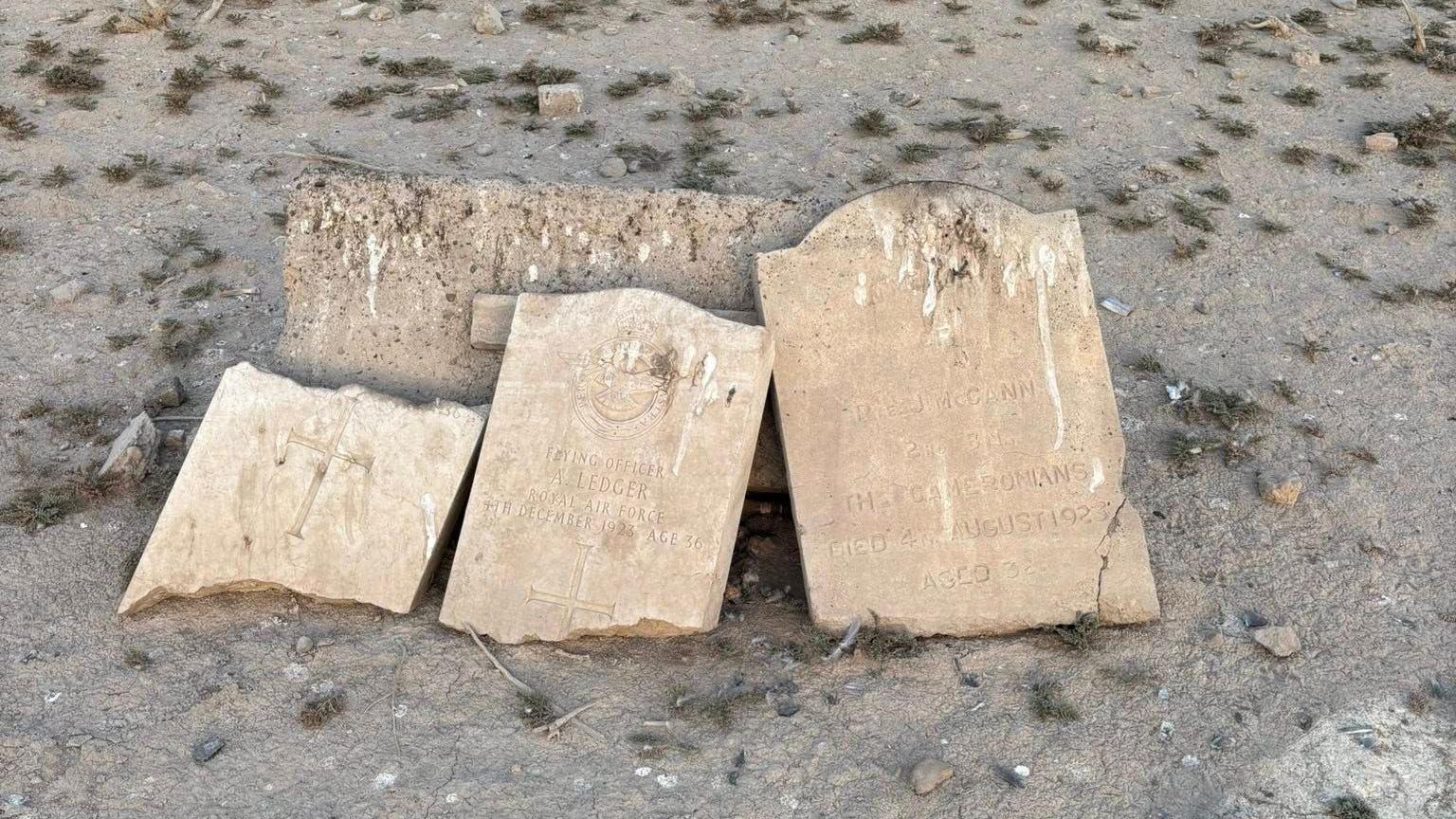 Damaged headstones in Iraq