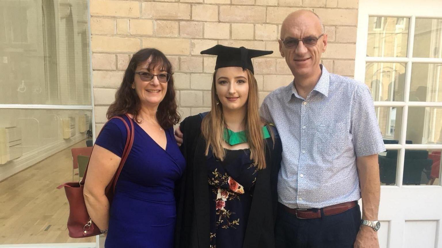 Sara-Jane, Lizzie and Paul Sturman at Lizzie's graduation