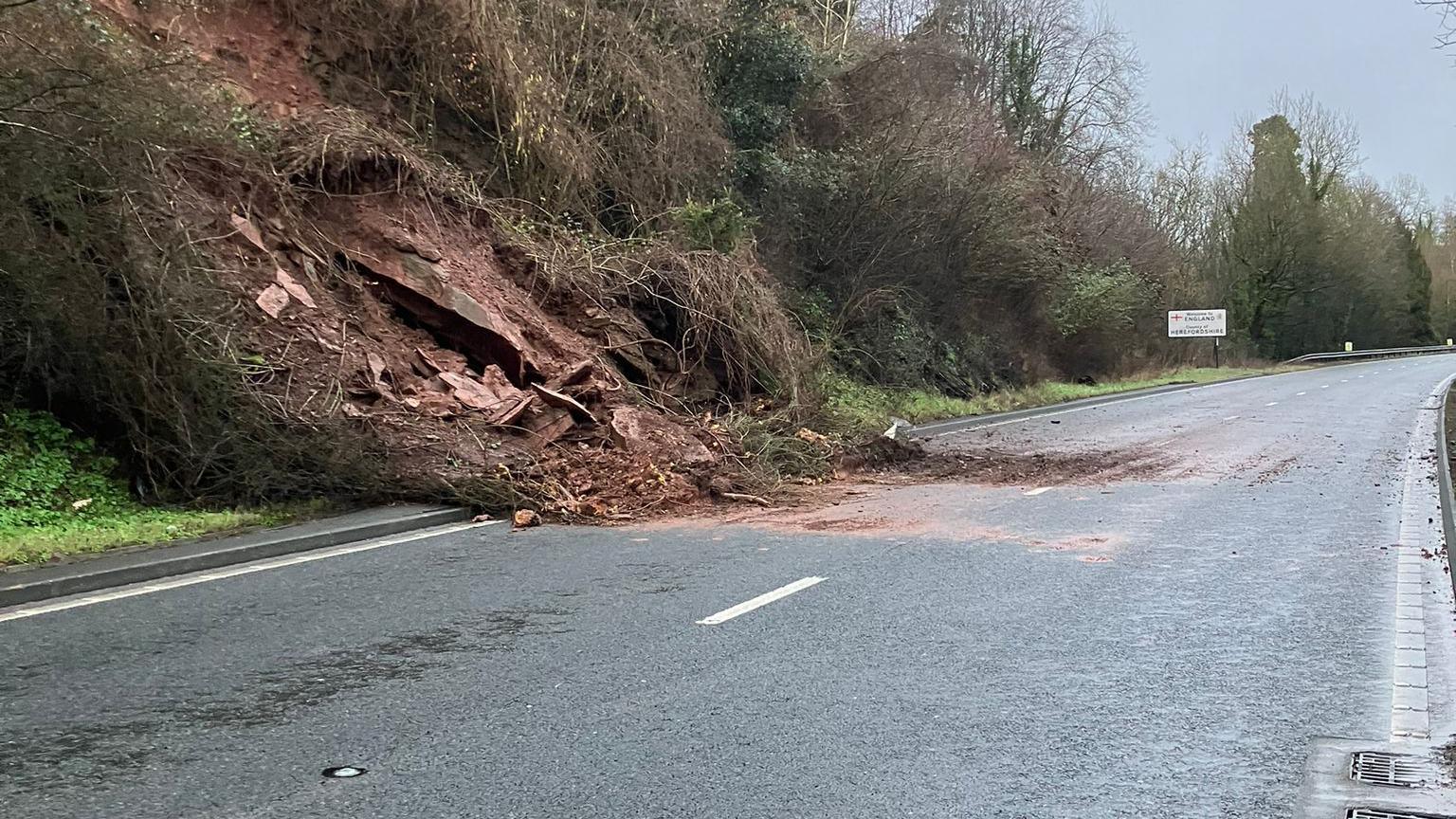 Landslip on A40