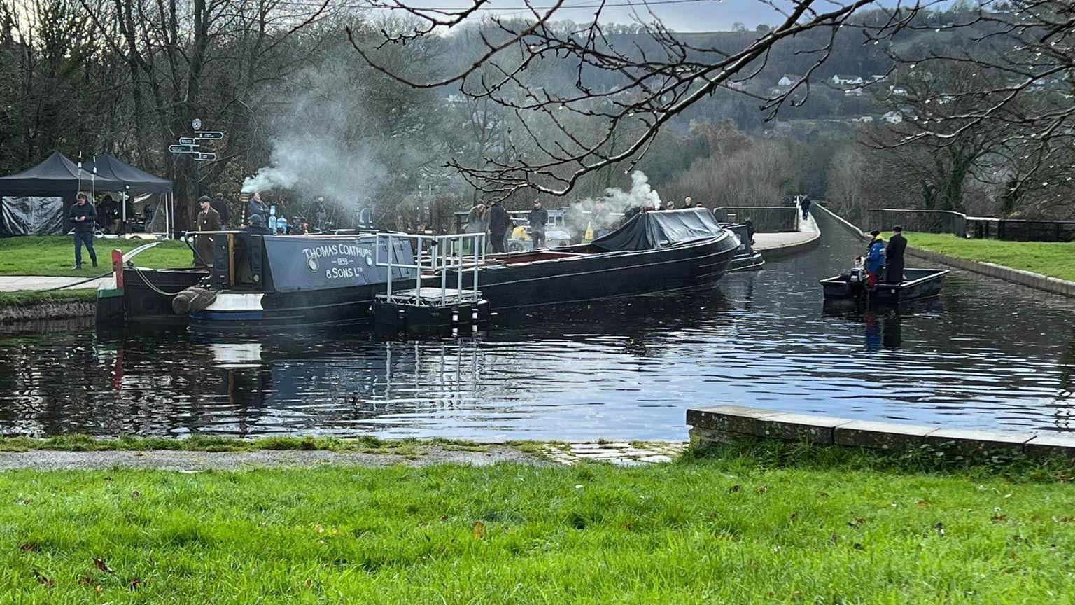 The Peaky Blinders narrowboats were spotted on the Pontcysyllte Aqueduct.