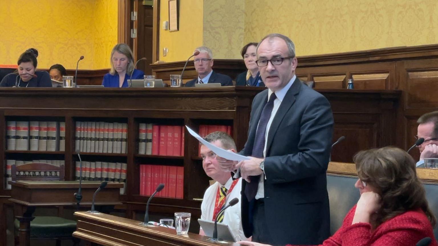 Alfred Cannan speaking in Tynwald