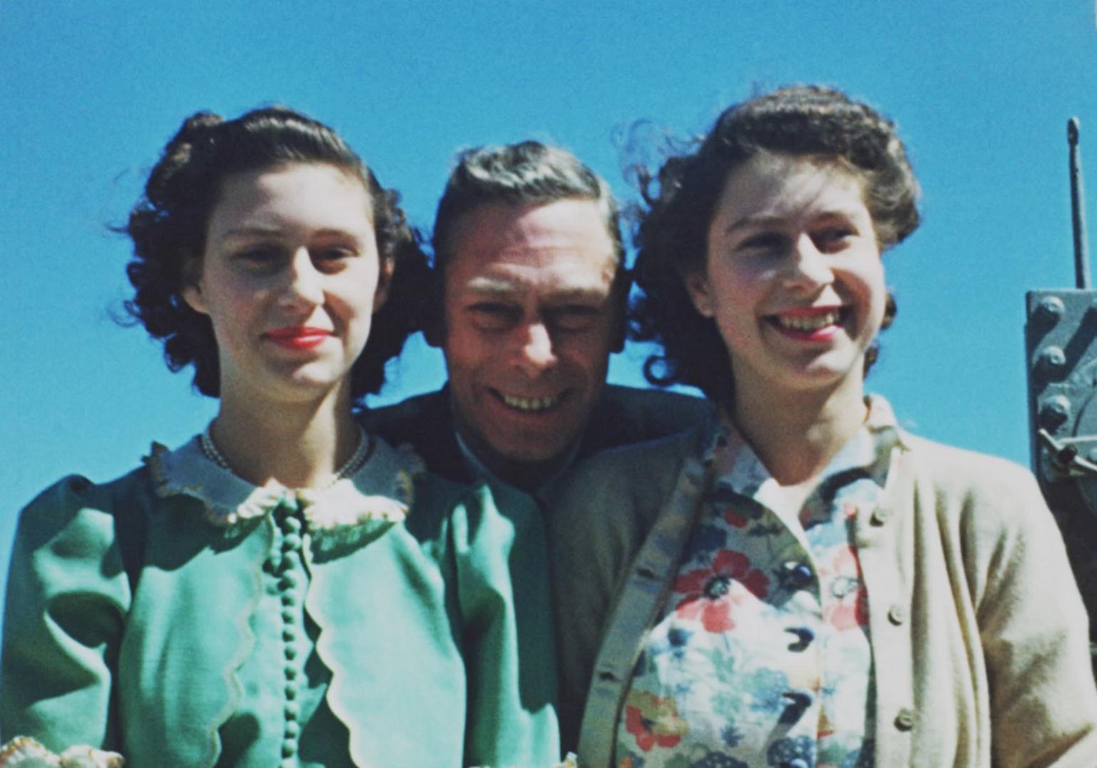 The then Princess Elizabeth and Princess Margaret with King George VI