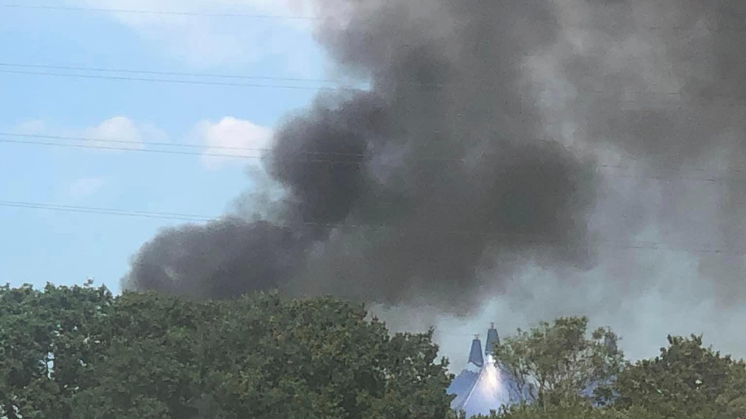 Smoke overhead at the Isle of Wight Festival