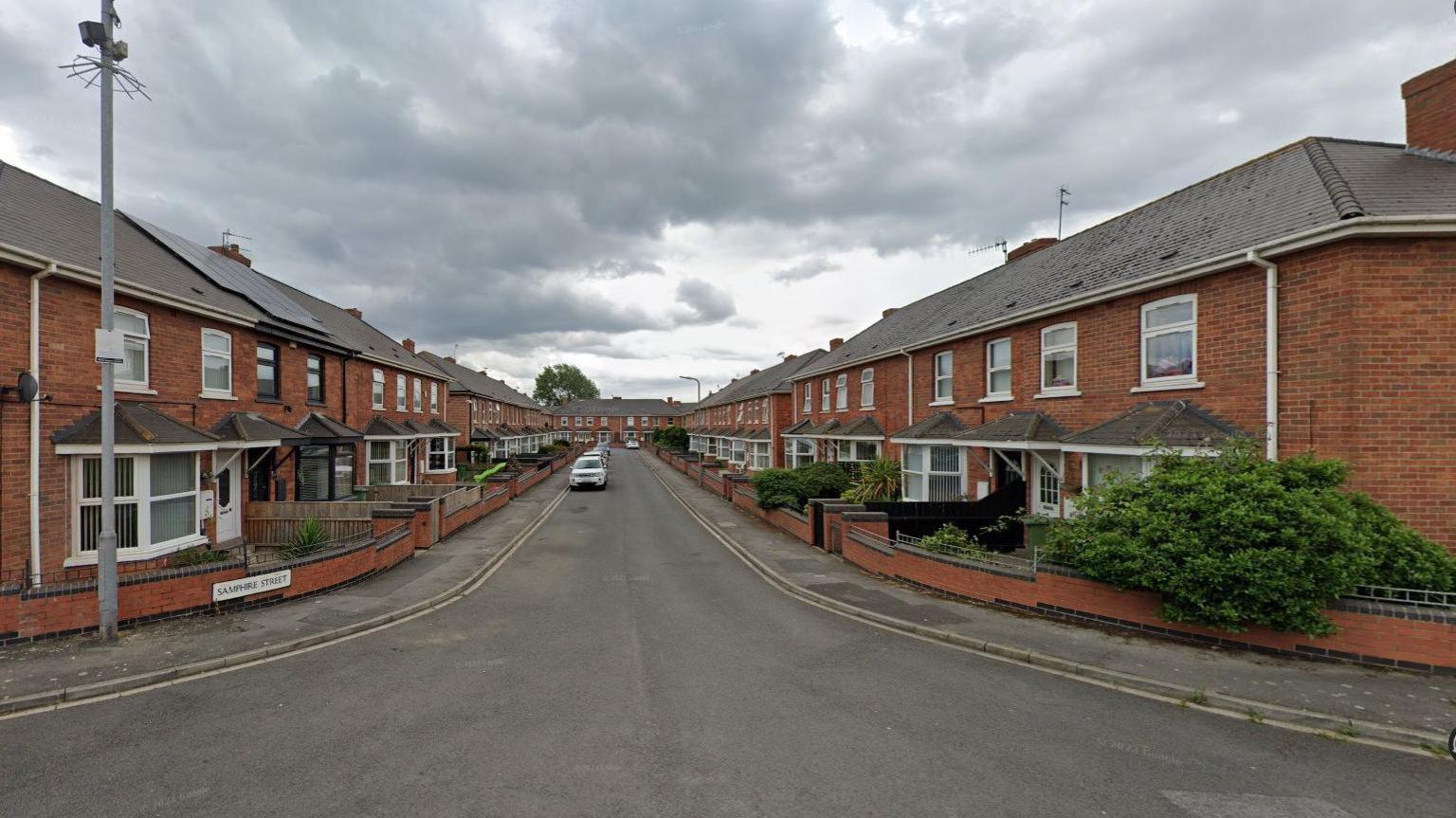 A general view of Samphire Street in Port Clarence, with houses on either side.