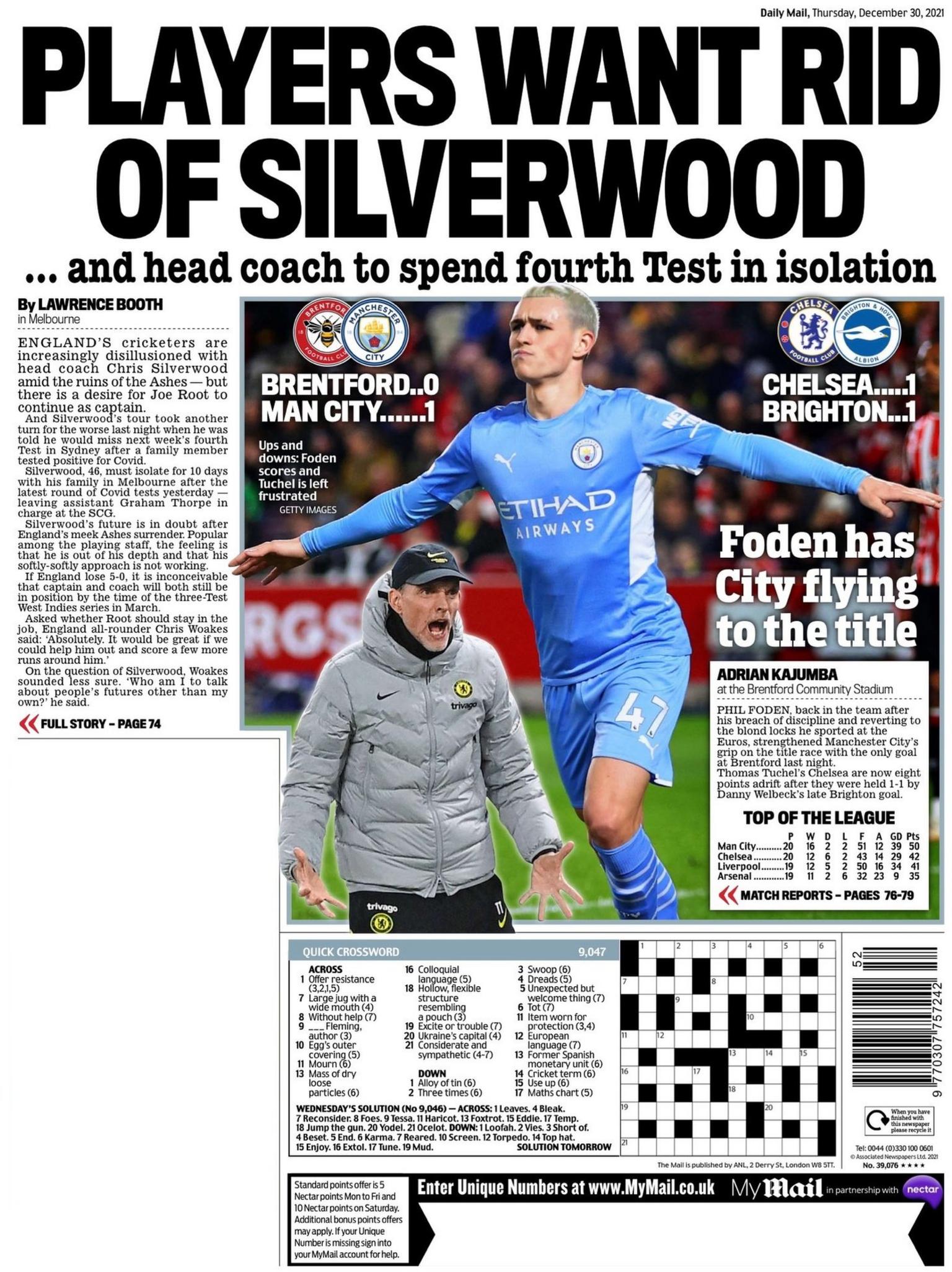 The back page of the Daily Mail