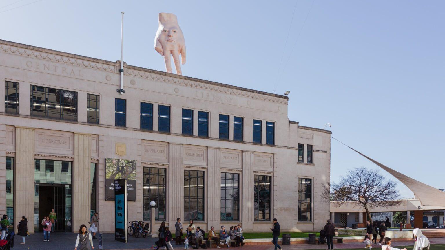 Quasi stands on top of the City Gallery in Wellington