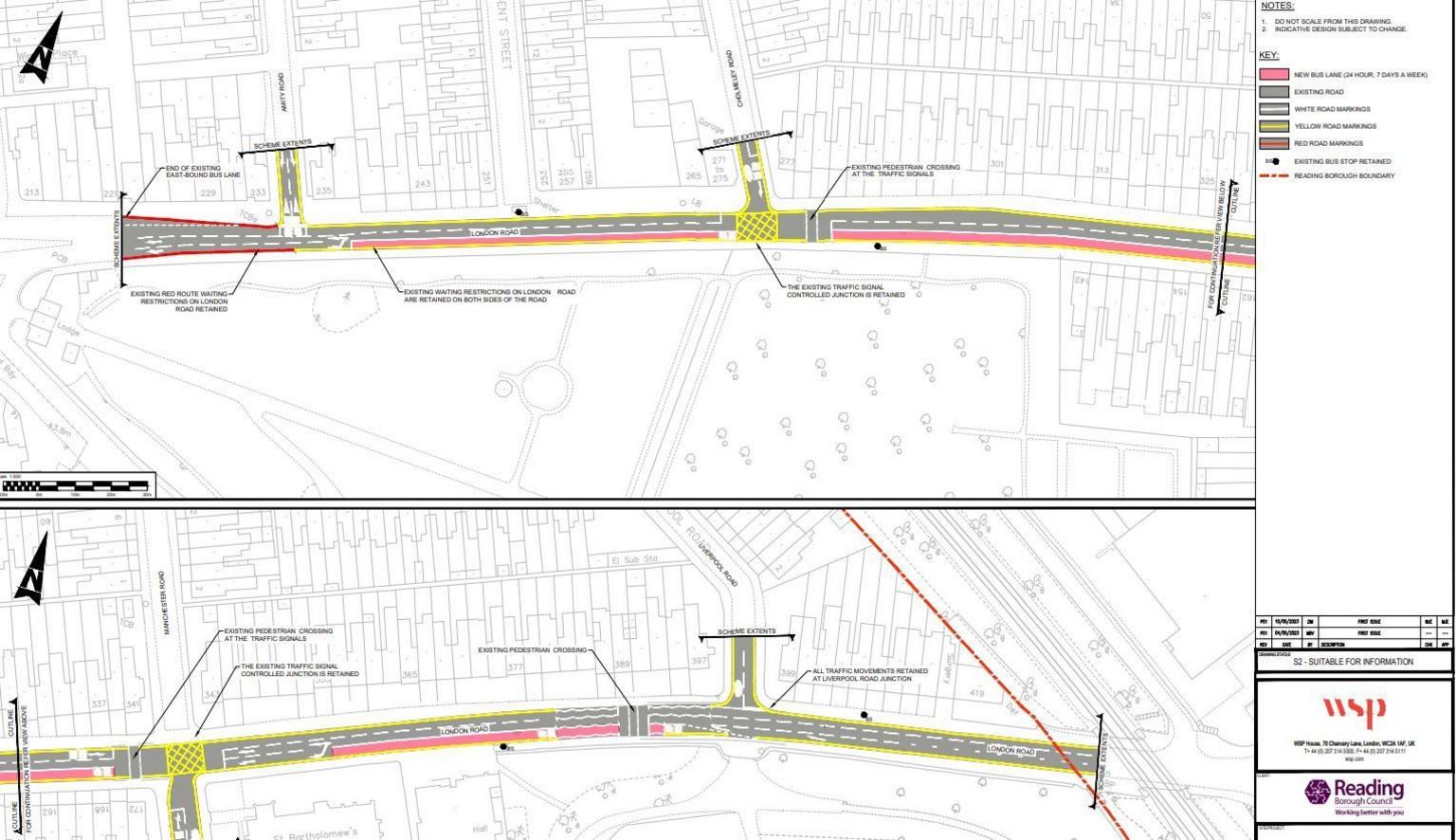 Plans for the new bus lane on London Road